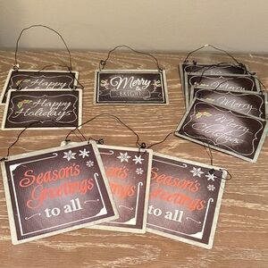 Kirkland Christmas ornaments metal Season's Greetings Holiday Sign Set of 10